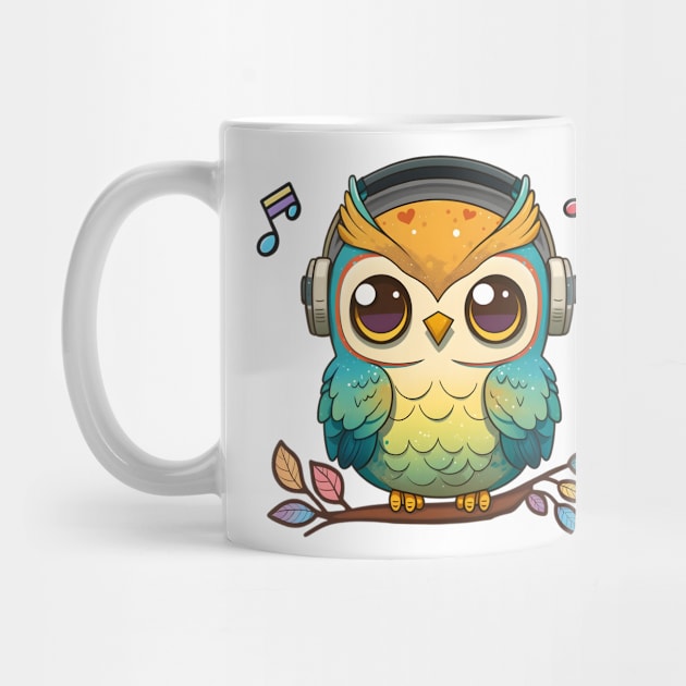 Musical Owl Perched on a Colorful Tree by Anicue